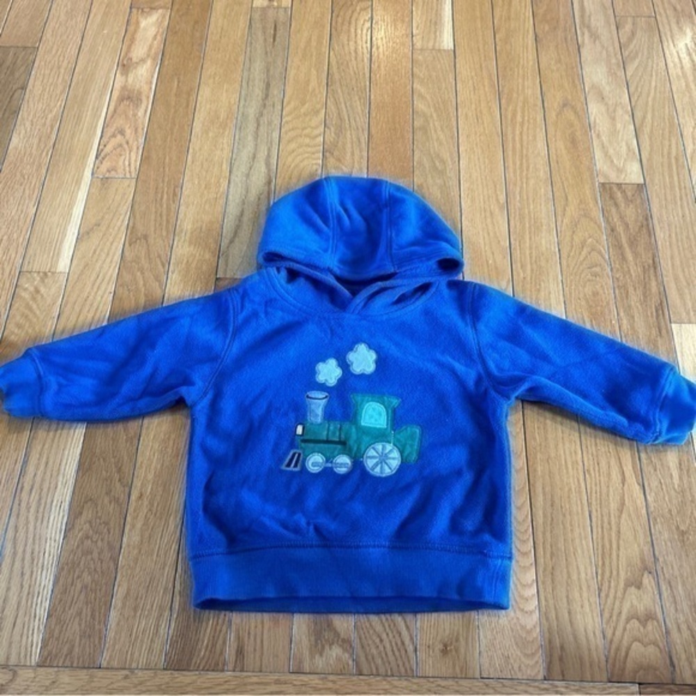 Vintage Gymboree Winter Long Sleeve Sweatshirt Train Blue Boys Size 12-24 Months